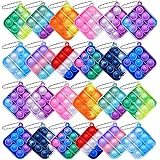 スクイーズ玩具　キーホルダー　プッシュポップ 　フィジェットおもちゃ　プッシュポップポップ　バブル感覚　減圧グッズ　ストレス解消　インテリジェンス発展　洗える可能　子供大人兼用　知育玩具　24pcs/セット（ランダム色）