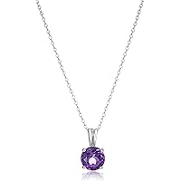 Amazon Collection Sterling Silver Genuine and Created Gemstone 8mm Round Birthstone Pendant Necklace