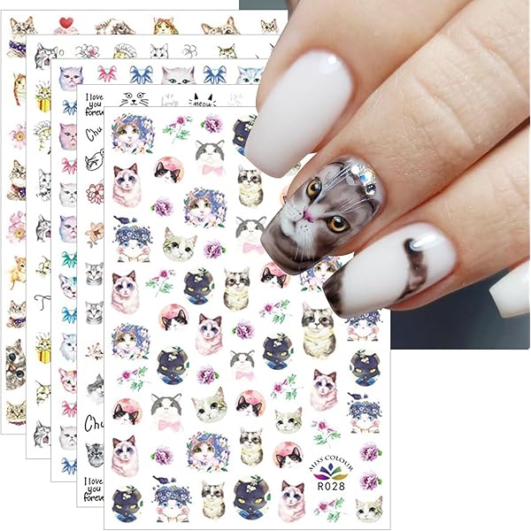 Amazon | TSUMEKIRA ネイルシール 猫とお花 アート材 | Tsumekira