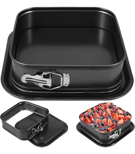 Square Springform Pan Set - 3 Piece Nonstick Baking Pans With Removable Bottoms
