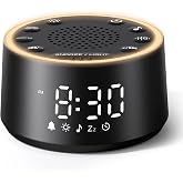Dreamegg ホワイトノイズマシン 25曲癒し音 目覚まし時計 おしゃれ 大音量 100dB【7種アラーム音×32段階音量×時間表示部5段階調光】 | USB給電 ホワイトノイズ ピンクノイズ 発生器 ヌーズ機能 デジタル 置き時計 ナイトライト