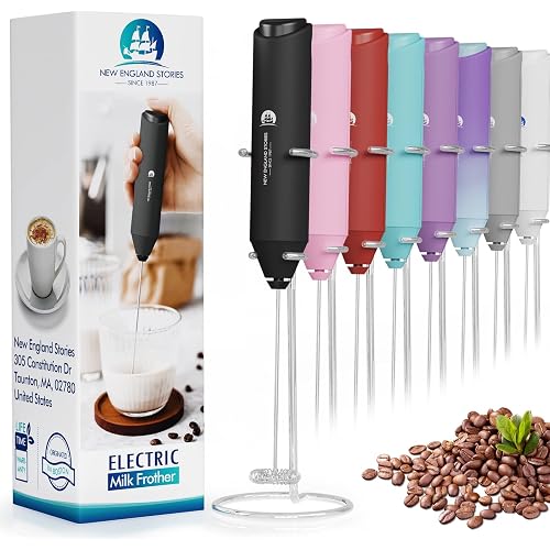 Powerful Milk Frother Handheld Foam Maker, Mini Whisk Drink Mixer for Coffee, Cappuccino, Latte, Matcha, Hot Chocolate, With 