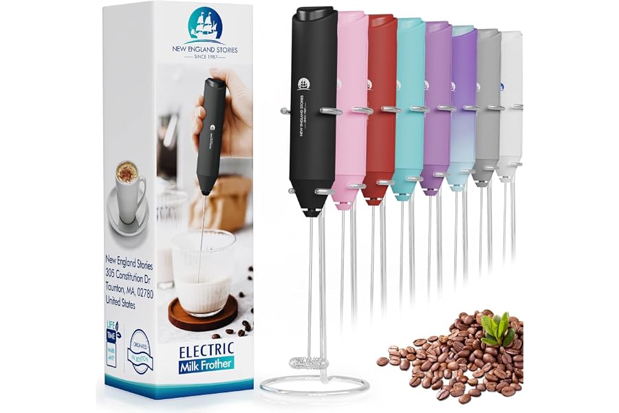 Powerful Milk Frother Handheld Foam Maker, Mini Whisk Drink Mixer for Coffee, Cappuccino, Latte, Matcha, Hot Chocolate, With 