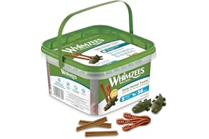 WHIMZEES Variety Value Box Dental Dog Treats, Variety Tub, Small (7-12 kg Dogs), Natural Daily Dental Chews (Pack of 56)