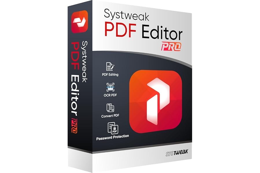 Systweak PDF Editor - Software for Windows - 1 PC, 1 Year | View, Create, Edit, Protect and Sign PDFs | Merge & Split (Via Em