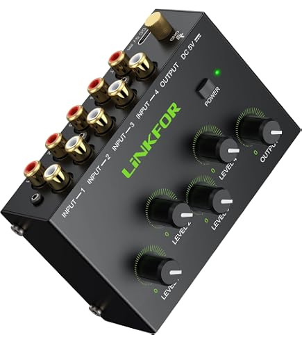 Amazon | PROZOR ステレオオーディオミキサー 4チャンネル RCA