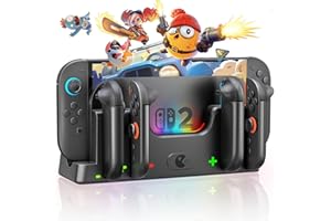 【2025新登場】Wenocally Switch 2 ジョイコン用 充電スタンド 最大6台のスイッチ ジョイコンの同時充電に対応 収納 一体型 LED指示ランプ付き 3DS液晶保護フィルム 黒