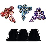 YIBOOOM ダイス 多面体 サイコロ ダイス セット 21個セット 3色 D20 D12 D10 D8 D6 D4 テーブルゲーム用 カード ゲーム 用 収納袋付き