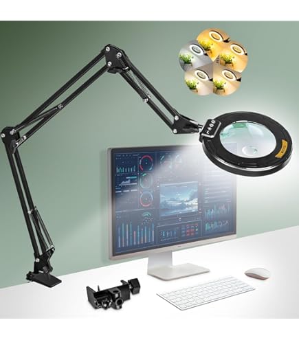 KIRKAS 10X Magnifying Lamp With Clamp, 2200 LM Super Bright And
