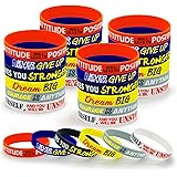 30 Pieces Inspirational Rubber Bracelet Motivational Quotes Silicone Bracelets Adult Stretch Wristbands Rubber Motivational G