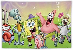 Amazon Co Jp タペストリー スポンジボブ レトロ 壁掛け 花柄 ファブリックポスター 壁飾り インテリア おしゃれなカフェ風ウォールアート多機能ファブリック装飾用品 装飾布 部屋 北欧風 壁 窓の装飾 ホーム キッチン