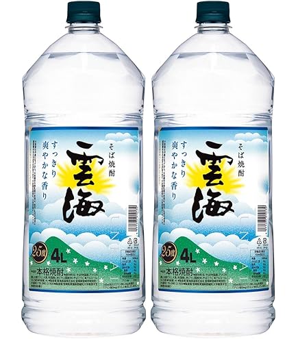 Amazon.co.jp: 本格そば焼酎 雲海 25度 4L PET 4本 ケース販売 焼酎