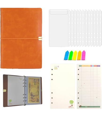 Amazon.co.jp: サムコス 家計簿 バインダー PUレザー A6サイズ カード  