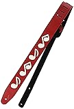 【正規品】 RENEGADE ギターストラップ 本革 白音符 65mm レッド SRV65-RD/WH
