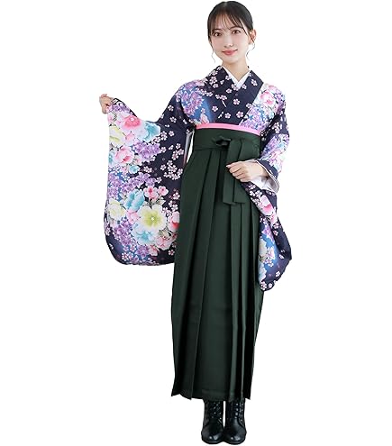 レース着物　バイカラー袴　レースフリル　パール　5点セット　新品　卒業式　卒業袴 Amazon.co.jp: 卒業袴 二尺袖着物 バイカラー袴 レースフリル 3点
