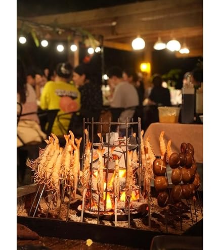 Amazon.co.jp: 原始焼き串焼き魚焼きyumi's囲炉裏4Lろばた炭金枠五徳