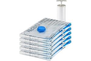 Amazonベーシック 真空 衣類圧縮袋 掃除機不要 ハンドポンプ付き 衣類 収納 旅行 カビ対策 大(80×60cm) 5個 パッククリア