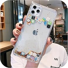 Amazon ダイナミッククイックサンドカバーfor Iphone 12 11 Pro Max Liquid Hard Phone Shell For Iphone 6 6s 7 8 Plus X Xrxsかわいいアプリアイコンケース Golden For Iphone 11pro 家電 カメラ オンライン通販