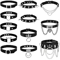 sailimue 9Pcs Punk Leather Choker 