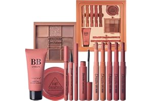 メイクアップセット 初心者 化粧品セット 女性 プレゼント 11点セット メイクパレット オールインワン 長持ち 人気 口紅 BBクリーム アイライナー アイシャドウ アイブロウ ペンシル チーク 女性用 (Bセット)