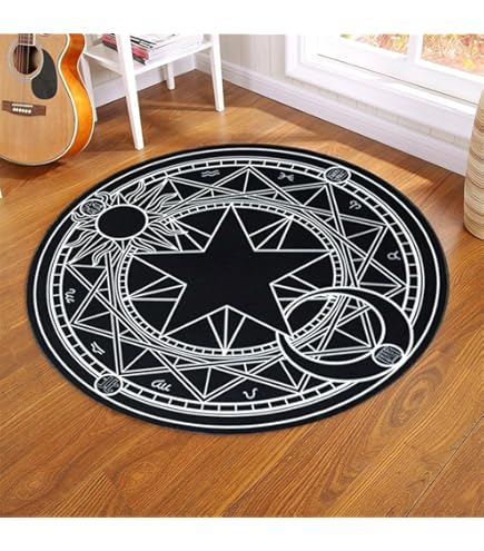 Amazon.co.jp: 円形 可愛い ラグマット 防ダニ 魔法陣 洗える