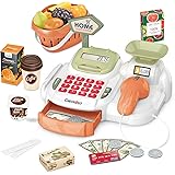 PanKome 36点 おままごとセット レジスターおもちゃ お店屋さんごっこ 子ども レジごっこ オモチャ お買い物 遊び レジスター お会計 教育玩具 女の子 可愛い 子供 2歳 3歳 男の子 クリスマスプレゼント ギフト (グリーン)