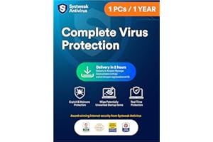 Systweak Antivirus for Windows 1 PC, 1 Year | Threat Protection, Internet Security | USB Protection | Firewall & Internet Security | Total Security (Via Email Delivery Only - in 2 hours, No- CD)