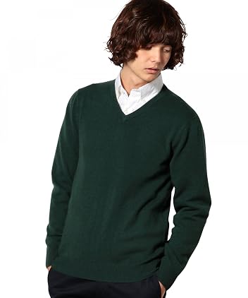 Cashmere V-neck Sweater 3213-105-0333: Dark Green