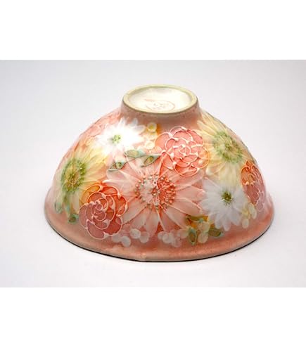 Amazon | 工房ゆずりは 黄彩色絵花 飯碗 (ご飯茶碗) 手造り 手描き