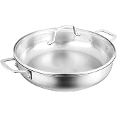 Pyrolux Radius 85 Stainless Steel Chef Pan with Tempered Glass Lid – 30cm / 4.2L, Everyday Cookware, Heavy-Duty Impact-Bonded