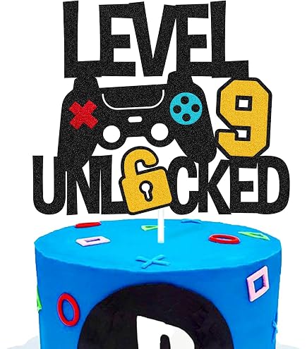 Happy 7th Birthday Cake Topper - Video Game 'Level 7 Unlocked' Theme For Boys Party Decorations