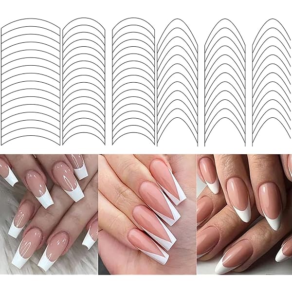 NMKL38 288 Stück Doppelnagelformen Mit Silikonaufkleber – Wiederverwendbare Schablonen Für French Maniküre, 12 Größen, Für DIY Nageldesign
