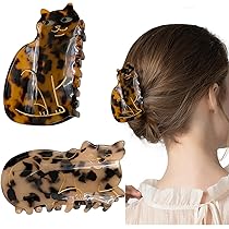 Amazon.co.jp: KuuGuu 2個 猫 バンスクリップ かわいい べっ甲