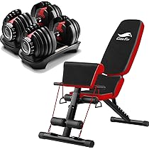 Amazon | Taimonik トレーニングベンチ＋ダンベル セット商品 可変式