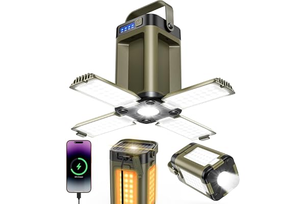 LED ランタン 充電式 【ソーラー充電・5面同時照射・2400ルーメン高輝度】 キャンプランタン ソーラー充電 キャンプ ライト ソーラーランタン | ランタン 軽量 小型 モバイルバッテリー機能 6000mAh大容量 折り畳み式 持ち運びやすい 