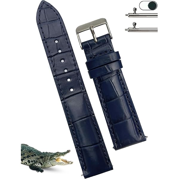 Amazon | [vietnamcreations] 22mm ブラック クロコダイル腕時計ベルト