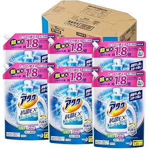 【ケース販売】アタック 抗菌EX スーパークリアジェル 洗濯洗剤 液体 詰替用 大容量 1.35kg×6個