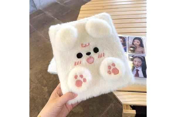 Jallen Gabor シール帳A6 バインダー 女の子向け ふわふわ可愛い動物デザイン シール バインダー付き A6 6穴 1格内ページ10枚(白耳犬)