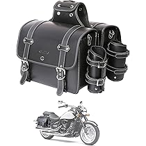 Amazon | QJBOMTO 高密度 レザー オートバイ サドルバッグ