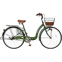 【要メンテナンス】 26インチ自転車 フォレストグリーン籐籠風おしゃれママチャリ 籐風カゴがオシャレなママチャリ！アンテロープブラン♪ | セオ