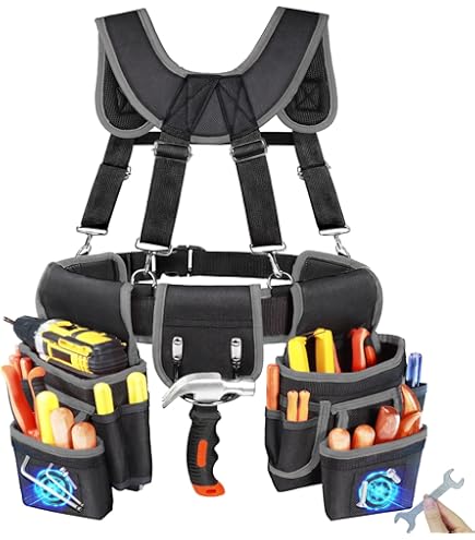 32 To 60 Inch Waist Tool Belt Multi Tool Belt,27-Pockets Heavy Duty Padded Tool Belts For Men,Magnetic Tool Pouch,Detachable Professional Carpenter Electrician Tool Belt - View #9