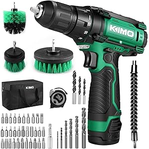 KIMO 電動ドリル 12V 電動掃除ブラシ 電動ドリルドライバー 電動ドライバー 一台三役 コードレス 無断変速 正逆…