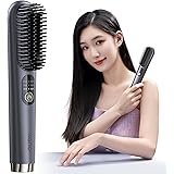 llano ヒートブラシ コードレス 充電式ヘアアイロン ミニブラシアイロン マイナスイオン 174g ブラシ型 MCH加熱 5000mAh大容量 3段階温度調節 Type-C充電 ストレート&カール2way 持ち運び やけど防止 収納袋付き PSE