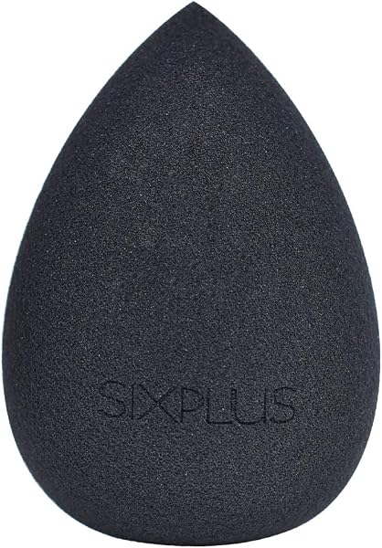 SIXPLUS シックスプラス 多機能メイク用スポンジパフ 化粧スポンジ ドロップ型 メイクアップスポンジ 斜めカット 乾湿兼用 柔らかいメイク道具 ふわふわ化粧パフ メイクパフ(ブラック) - 1