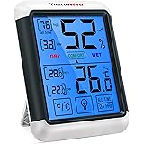 ThermoProサーモプロ 湿度計デジタル 温湿度計室内 LCD大画面温度計 最高最低温湿度表示 タッチスクリーンとバックライト機能あり 置き掛け両用タイプ マグネット付 TP55