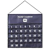 【看護師推薦】 お薬カレンダー 壁掛け ポケット付き 1ヶ月 ウォールポケット 服薬管理 (03.ネイビー（透明A）)