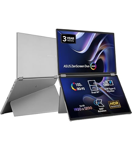 Amazon.co.jp: ASUS ZenScreen Duo OLED 360°折りたたみ式ポータブル