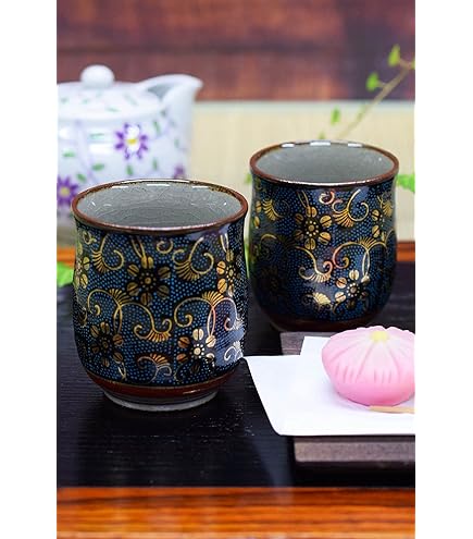 Amazon | 和座の蔵 おしゃれ ペア 湯呑み 九谷焼 夫婦湯呑み 青