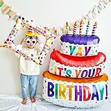 GOODCHI 特大サイズ！誕生日バルーン アルミ パーティーグッズ ケーキ フォトフレーム 飾り付け 男の子 女の子 かわいい 大きめ プレゼント おしゃれ 写真撮影 (01)