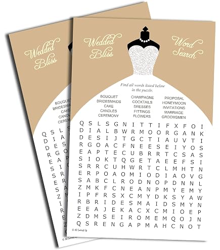 Black & Gold Bridal Shower Game - 25 Wedding Word Scramble Cards For Engagement Parties